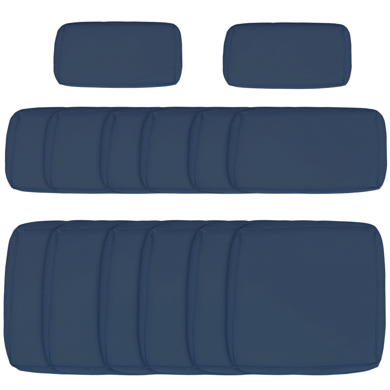 Outsunny Replacement Cushion Covers for Garden Sofa Set, Garden Rattan Sofa Cushion Polyester Cover Replacement Outdoor - No Cushion Included, Blue