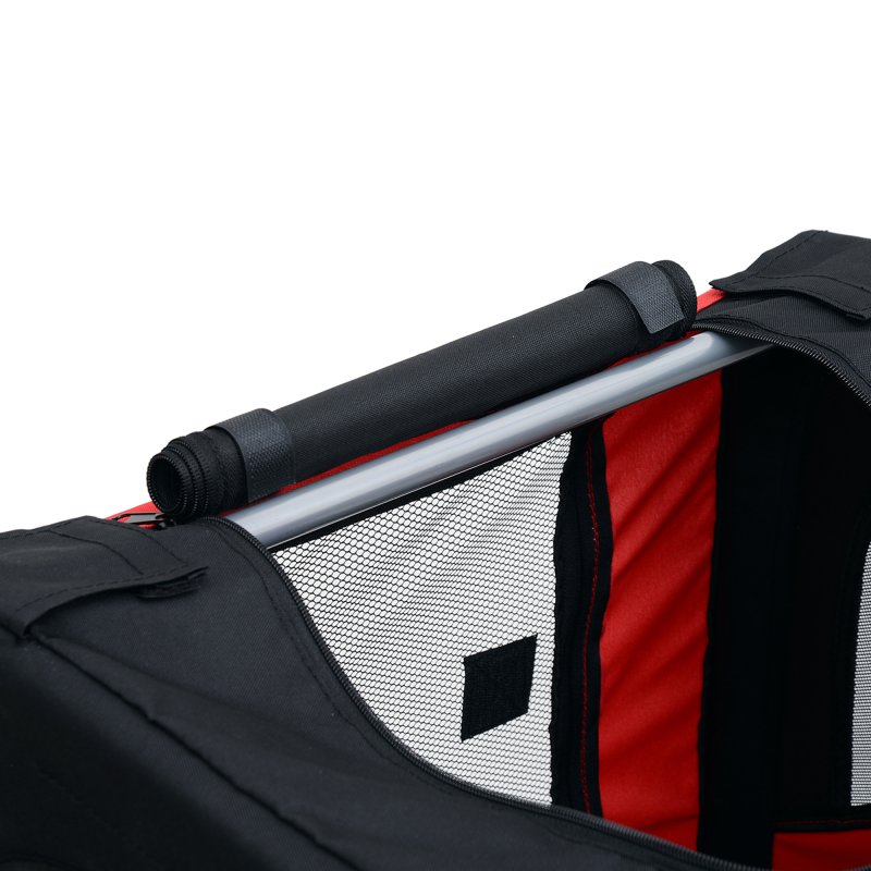 PawHut Folding Dog Bike Trailer Pet Cart Carrier for Bicycle Travel with Hitch Coupler in Steel Frame - Red & Black
