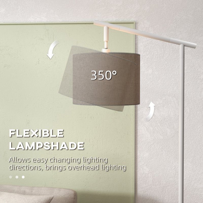 HOMCOM Modern Floor Lamps for Living Room with Rotating Lampshade, Standing Lamp for Bedroom, LED Bulb Included, Grey