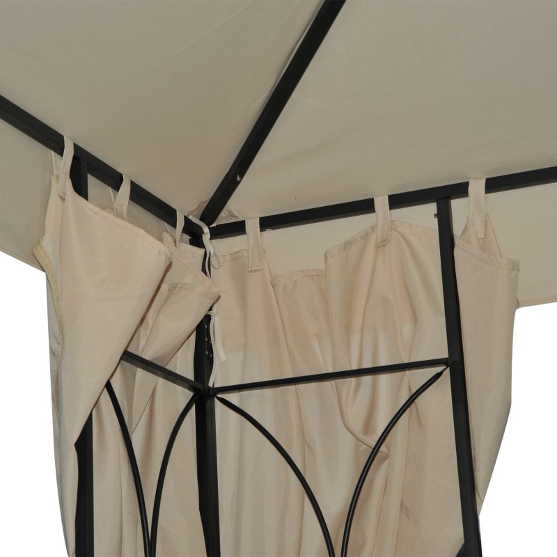 Outsunny 3 x 3 m Garden Gazebo Double Roof Marquee Patio Wedding Party Tent Canopy Shelter with Sidewalls (Beige)