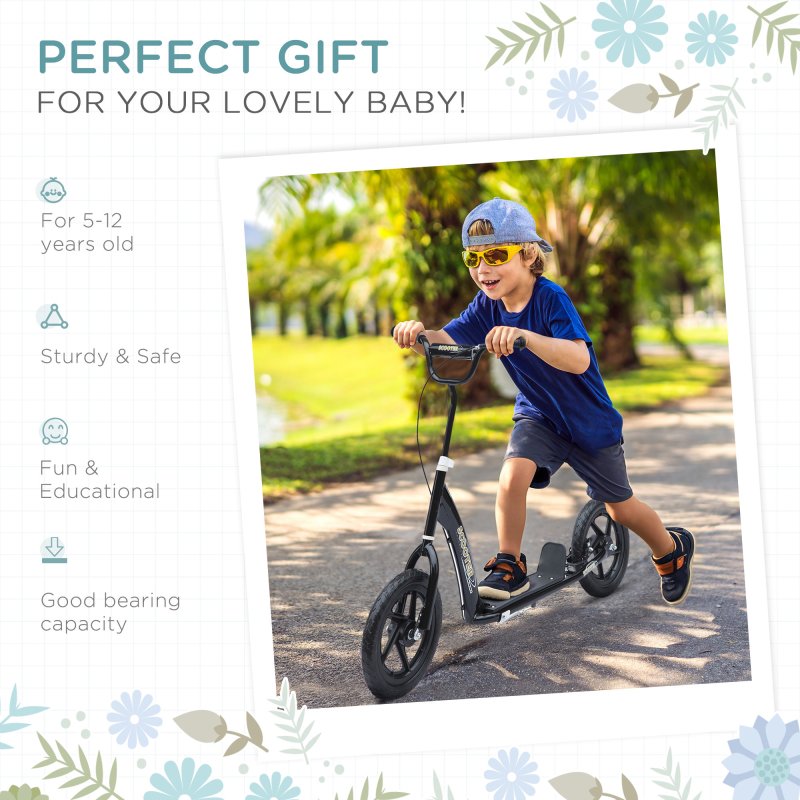 HOMCOM Kids Scooter Kick Scooter with 12