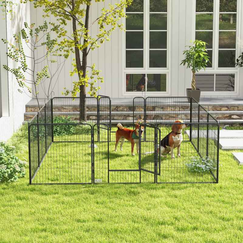 PawHut Dog Pen 12 Panels Puppy Pen Heavy Duty Pet Playpen for Indoor Outdoor for Dogs, Rabbits, Ducks 80cm High