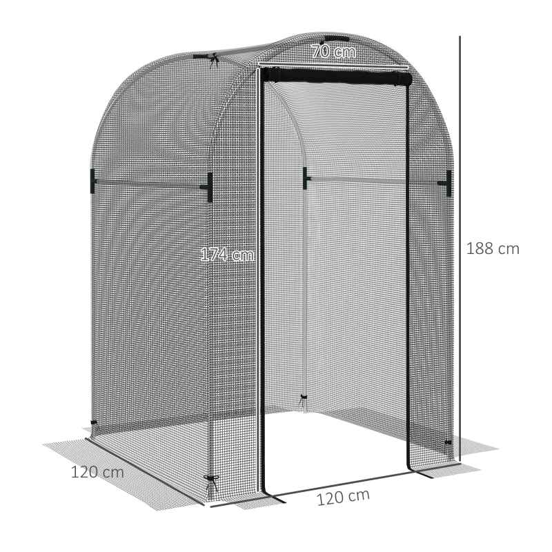Outsunny Fruit Cage Bird Netting, Heavy Duty Fruit and Vegetable Protection Tent with Zipped Door, Anti Bird, Insects, Small Animals, 1.2 x 1.2 x 1.9m, Black