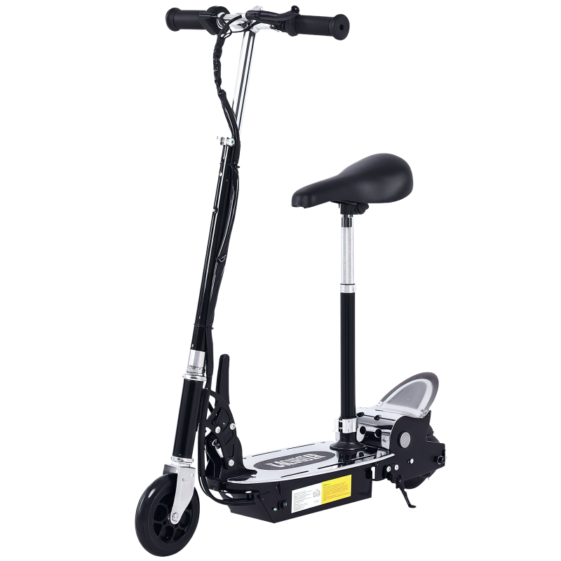 HOMCOM 120W Foldable Powered Scooters with 24V Rechargeable Battery, Adjustable Ride on Toy (Black)