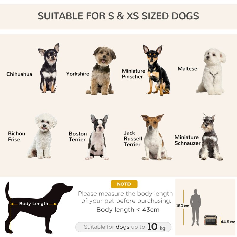 PawHut Foldable Pet Carrier for Small and Miniature Dogs, Portable Cat Carrier Soft Side Pet Travel Crate with Removable Mat, Breathable Mesh - 65 x 45 x 45 cm