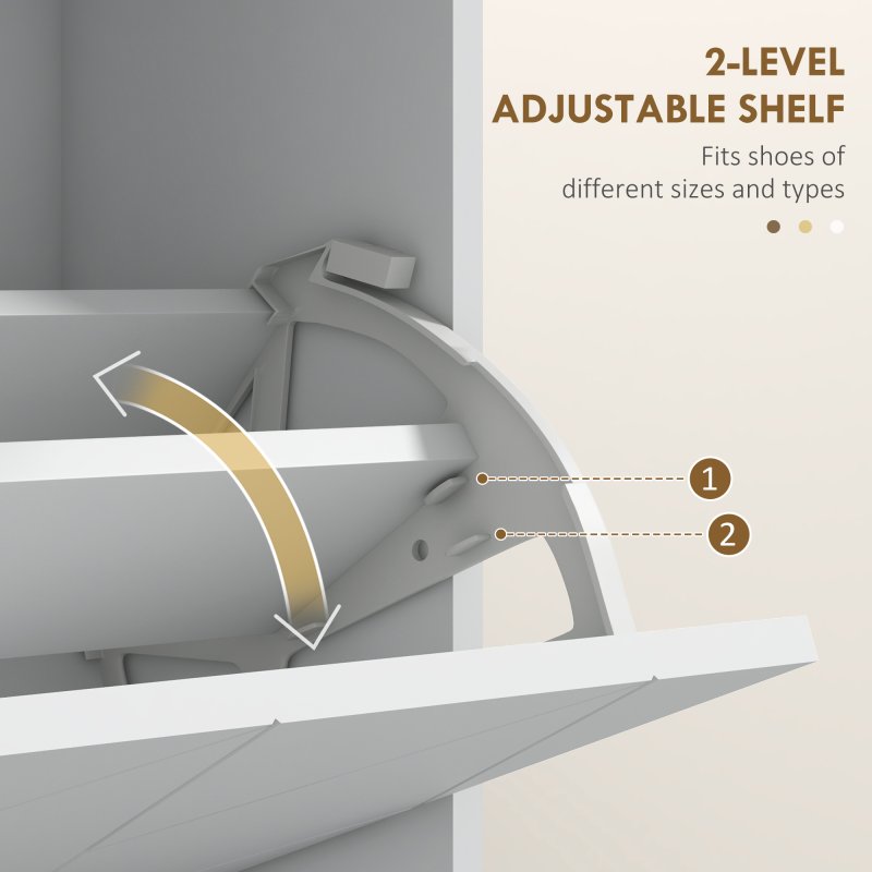 HOMCOM Narrow Shoe Cabinet, Slim Shoe Storage Cabinet with Adjustable Shelves for 12 Pairs of Shoes, White