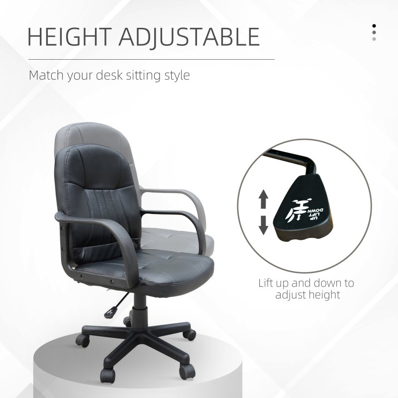 HOMCOM Swivel Executive Office Chair, PU Leather Computer Desk Chair with Adjustable Height, Wheels