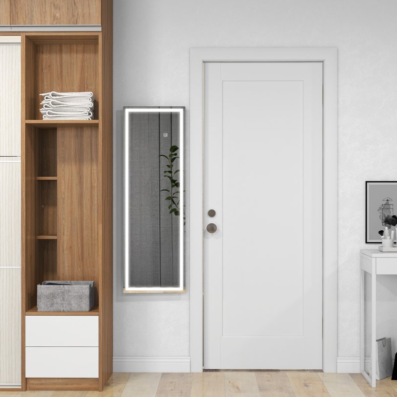 HOMCOM Full Length Mirror with LED Light, 120 x 40cm Long Wall Mirror with 3 Colour, Smart Touch, for Living Room, Bedroom, Hallway