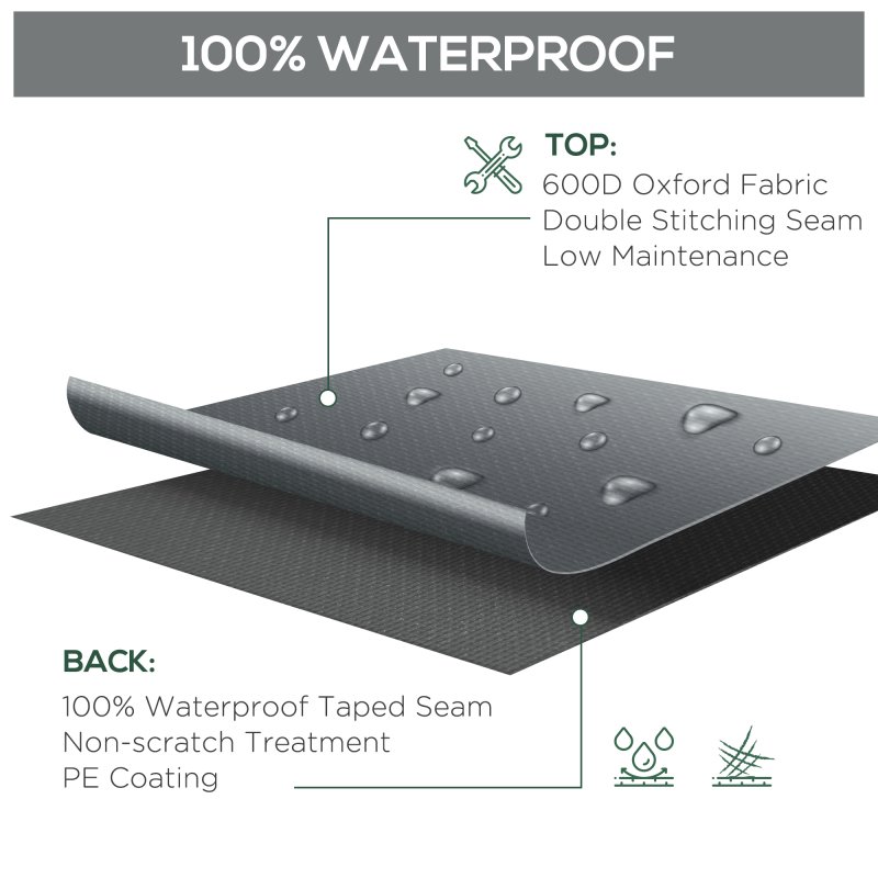 Outsunny 600D Oxford Outdoor Garden Furniture Sofa Set Cover, Waterproof Anti-UV Rattan Sun Lounger Protection Protector Cover, 200L x 73W x 35Hcm, Grey
