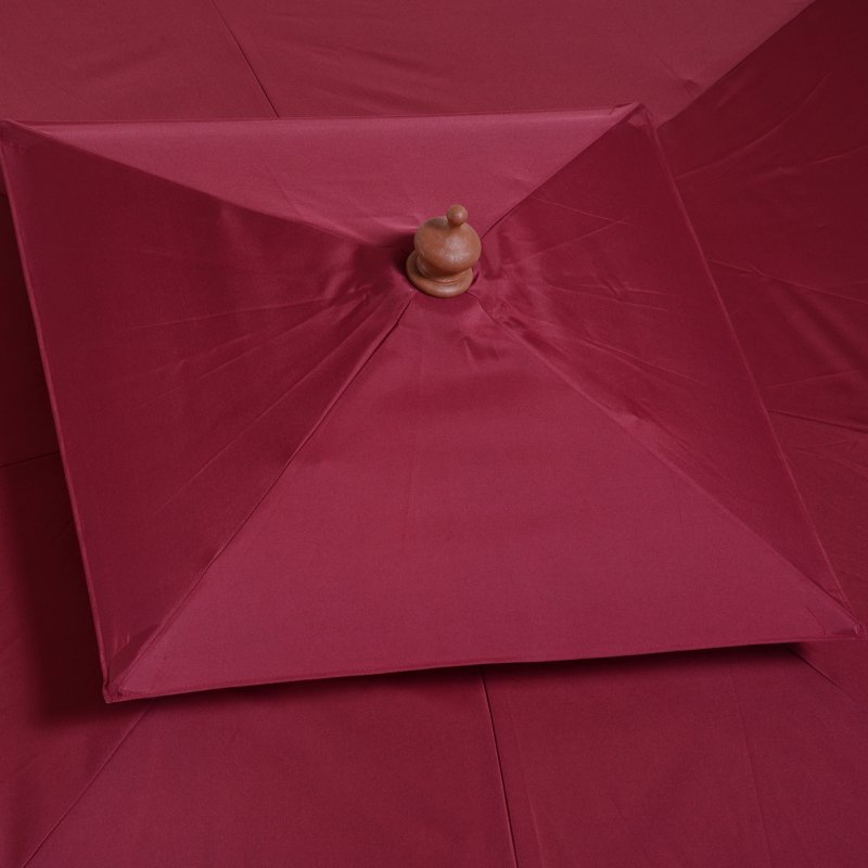 Outsunny 3 x 3(M) Garden Parasol Umbrella Sunshade, Outdoor Wooden Parasol with Double Tier Canopy, Wine Red