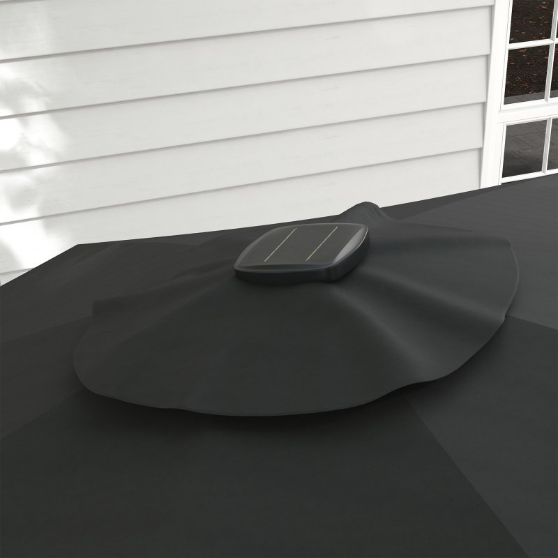 Outsunny 3(m) Cantilever Roma Parasol Adjustable Garden Sun Umbrella with LED Solar Light, Aluminium Frame, Tilt & Crank, UV50+, Cross Base Rotating Outdoor- Dark Grey
