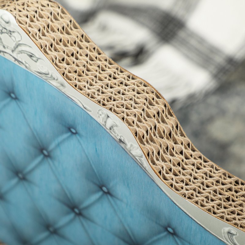 PawHut 2-in-1 Cat Scratcher, Cardboard Cat Scratching Board with Catnip, Cat Scratch Pad for Indoor Cats, 30.5 x 55 x 31.5cm, Light Blue