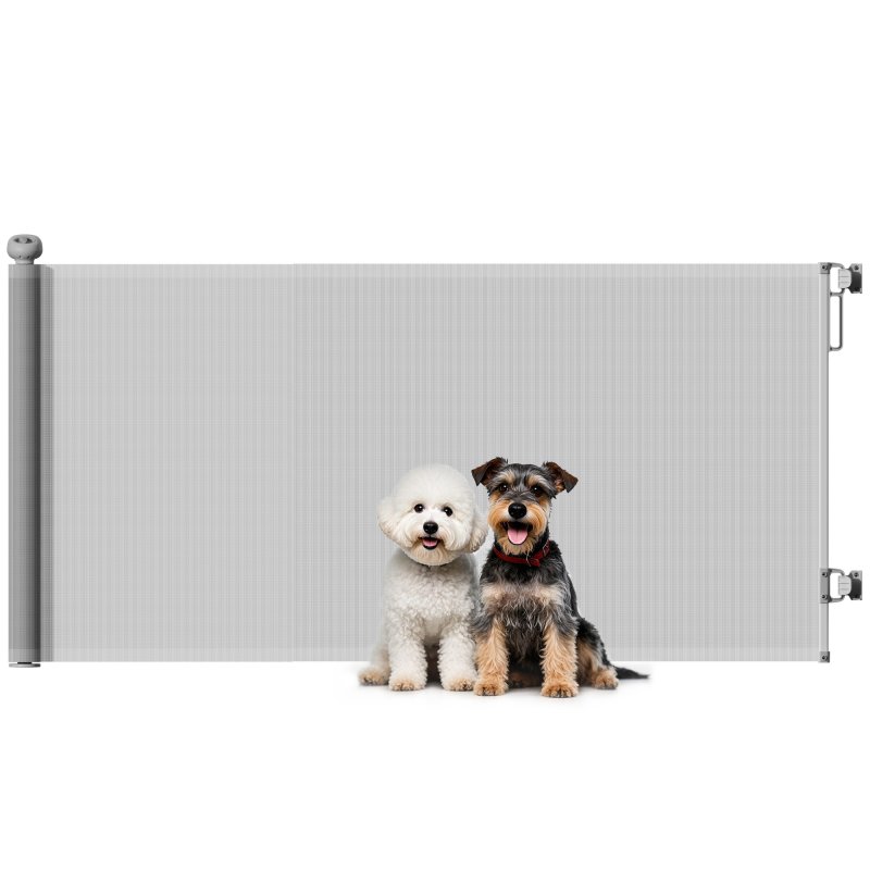 PawHut Retractable Stair Gate for Dogs, Extra Wide Dog Gate Extends Up to 180 cm Wide, 86.5 cm Tall, for Doorways, Stairways, Hallways, Indoor and Outdoor, Grey