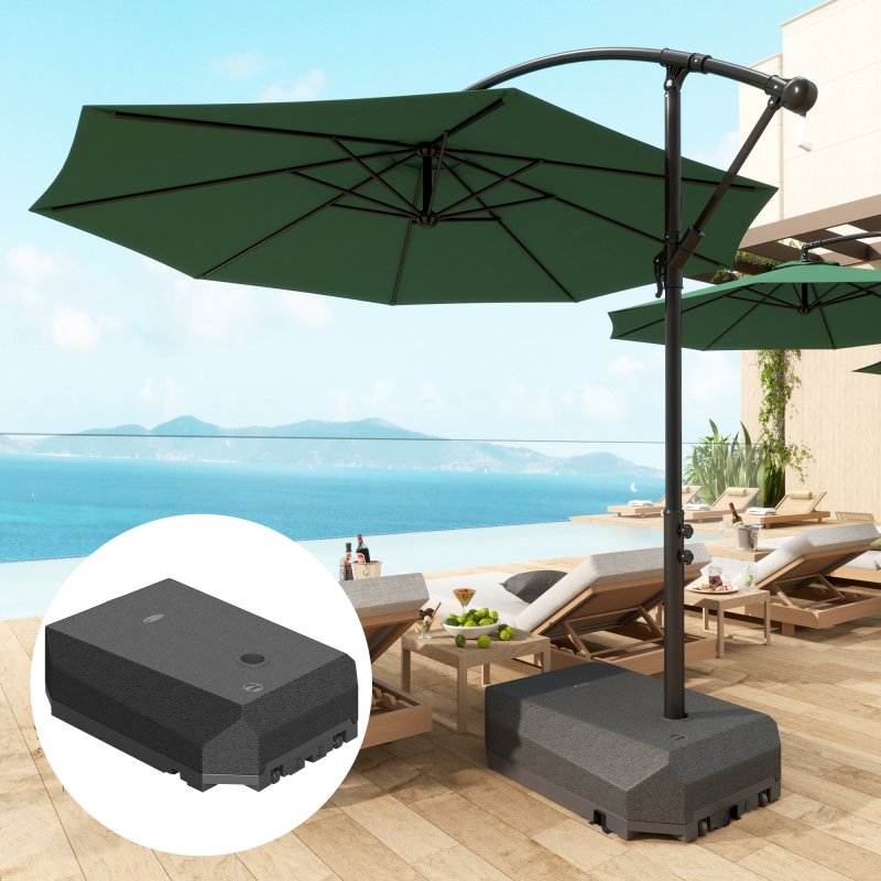 Outsunny 90kg Cantilever Parasol Base with Wheels, Water and Sand Filled Umbrella Stand Weights for Garden Banana Parasol with T-shaped Cross Base and Handle, Black