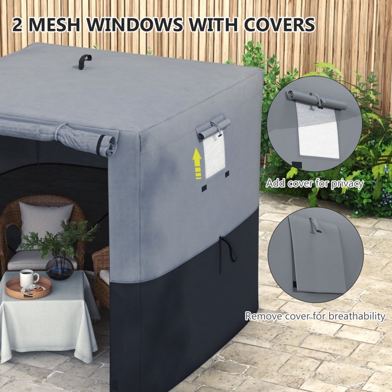Outsunny Pop Up Gazebo with Sides, 2m x 2m Easy 1 Person Setup Party Tent with Carry Bag, Stakes, Ropes, Folding Multifunctional Instant Shelter, Black and Grey
