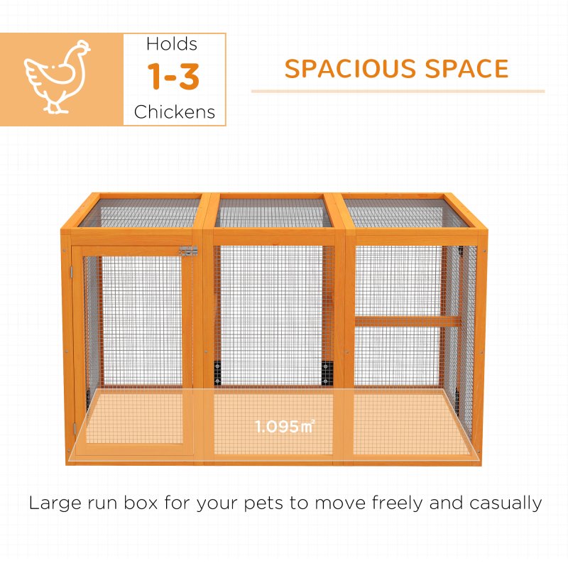 PawHut Wooden Chicken Run Hen Coop House Combinable Design Outdoor Use with Perches, for 1-3 Chickens, Ducks, 140 x 84 x 80cm