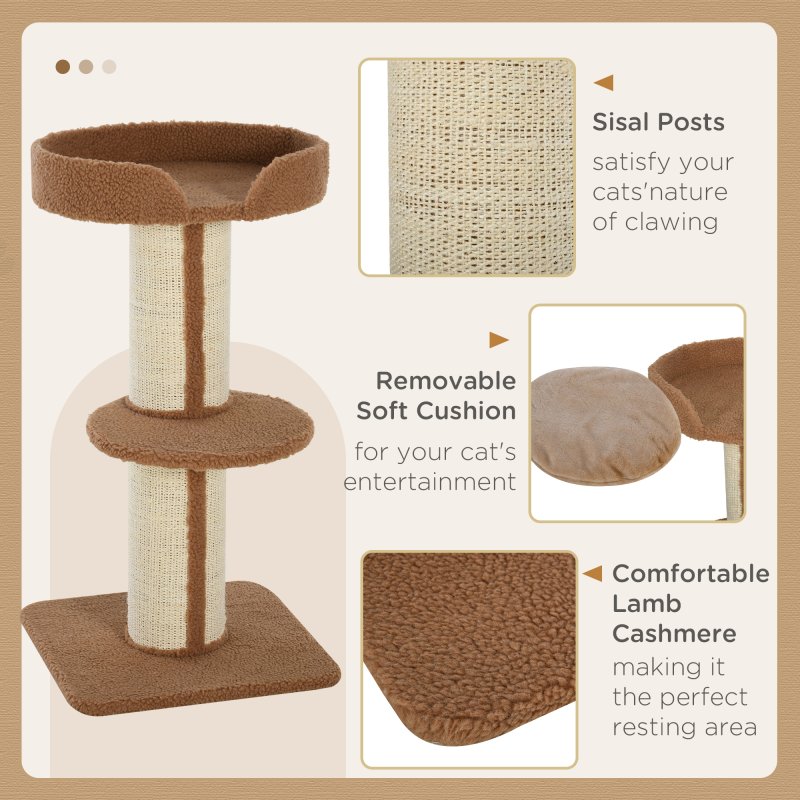 PawHut 91cm Cat Tower Scratching Posts Cat Tree for Indoor Cats Kitten Activity Centre Brown