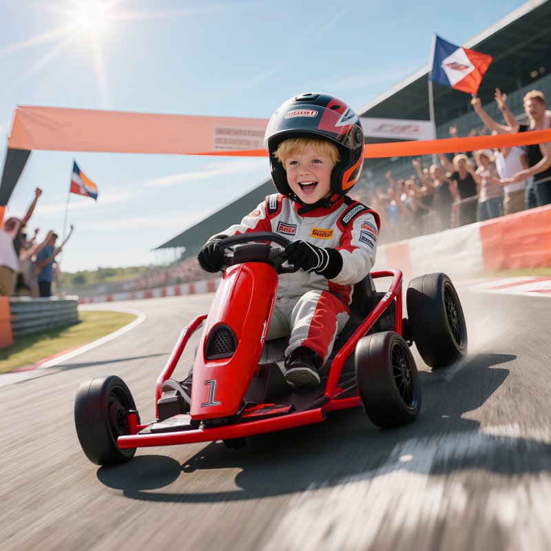 HOMCOM 24V Electric Go Kart for Kids, Drifting Ride-On Racing Go Kart with Slow Start, Music, Horn Honking and Safety Belt, for 8-12 Years Old, Red