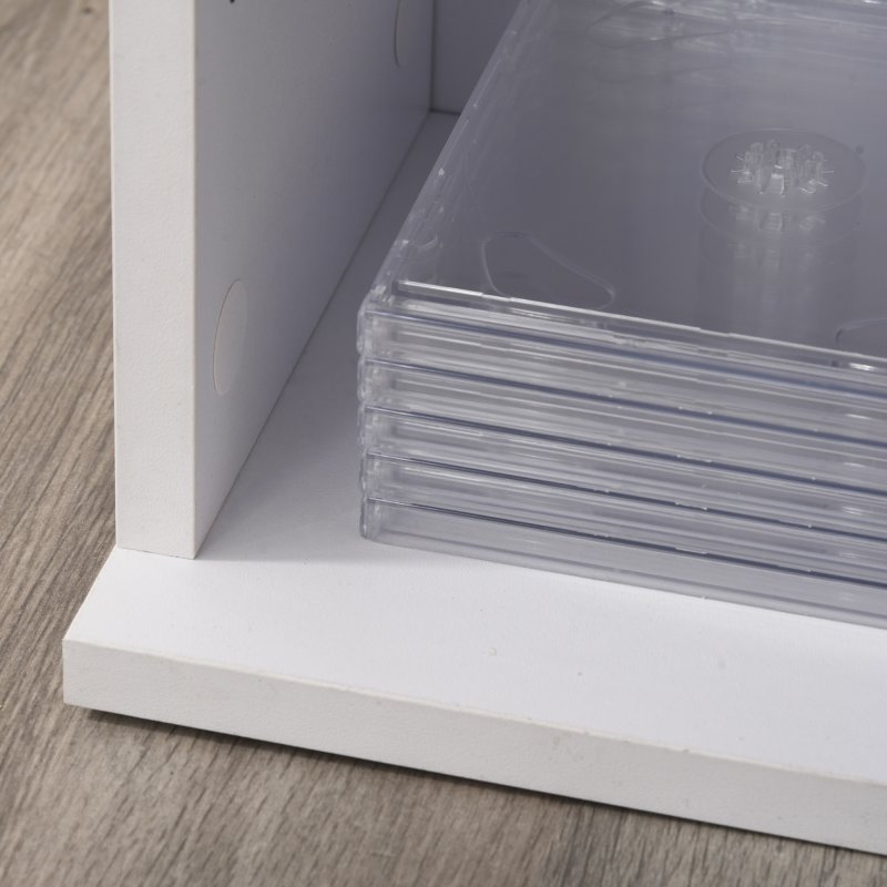 HOMCOM 204 CD Media Display Shelf Unit Set of 2 Blu-Ray Tower Rack w/ Adjustable Shelves Bookcase Storage Organiser, White