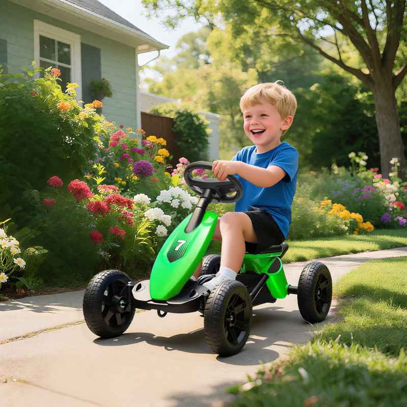 AIYAPLAY Pedal Go Kart for Kids, Children Ride-On Race Car with Silent EVA Tyres, for 2-5 Years, Green