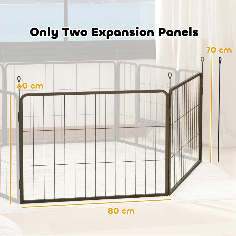 PawHut 2 Piece Dog Pen Expansion Pack for 60cm High Pet Playpen with 3 Connecting Stakes, Puppy Pen for Small Dogs