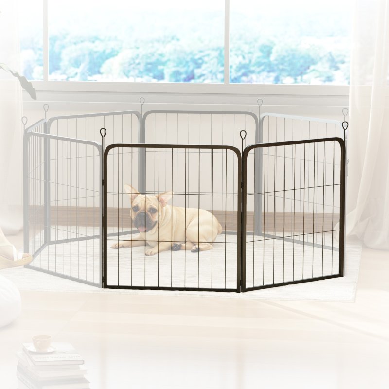 PawHut Dog Pen, 2 Panel Puppy Pen, Portable, Detachable, For Small Dogs, 60cm Tall, Black