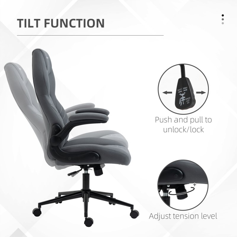Vinsetto Gaming Chair, Office Desk Chair, Comfy Computer Chair with Adjustable Arms and Rolling Wheels for Home Work Study, Charcooal Grey