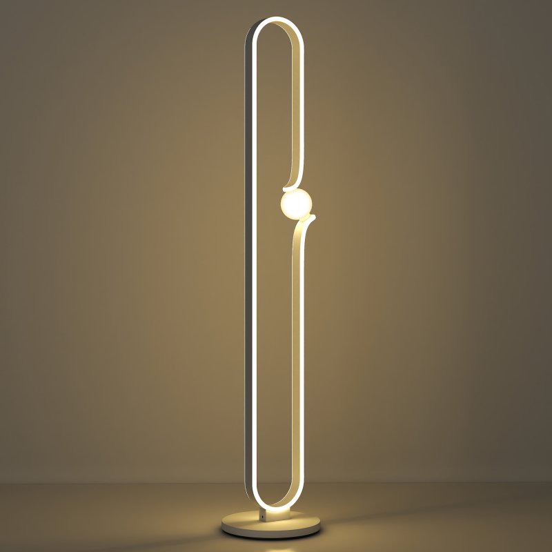 HOMCOM LED Floor Lamp, Dimmable Floor Standing Lamp with Glass Night Light, Foot Switch for Living Room, Bedroom, Office, White