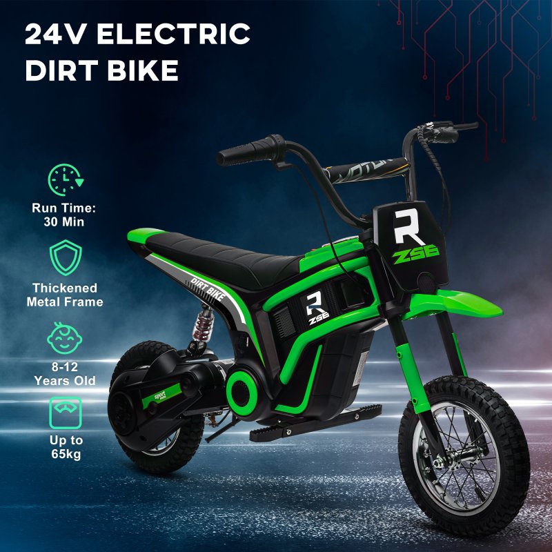 HOMCOM 24V Electric Go Kart for Kids, Drifting Ride-On Racing Go Kart with Slow Start, Music, Horn Honking and Safety Belt, for 8-12 Years Old, Green