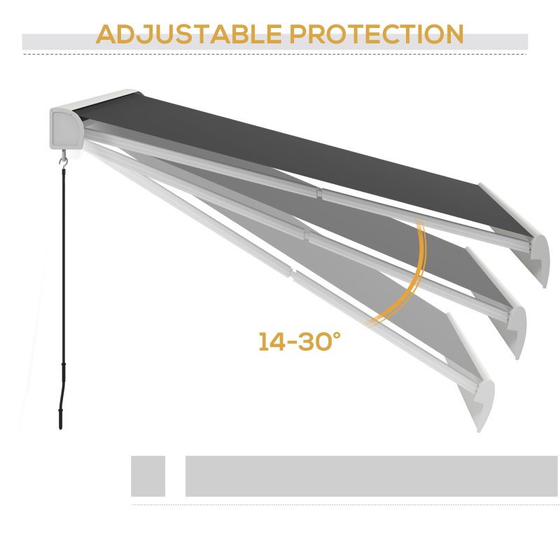 Outsunny 3 x 2.5m Electric or Manual Retractable Awning, Half Cassette, with Remote Controller, Manual Crank Handle and Aluminium Frame, Sun Canopies for Patio Deck Door Window, Grey