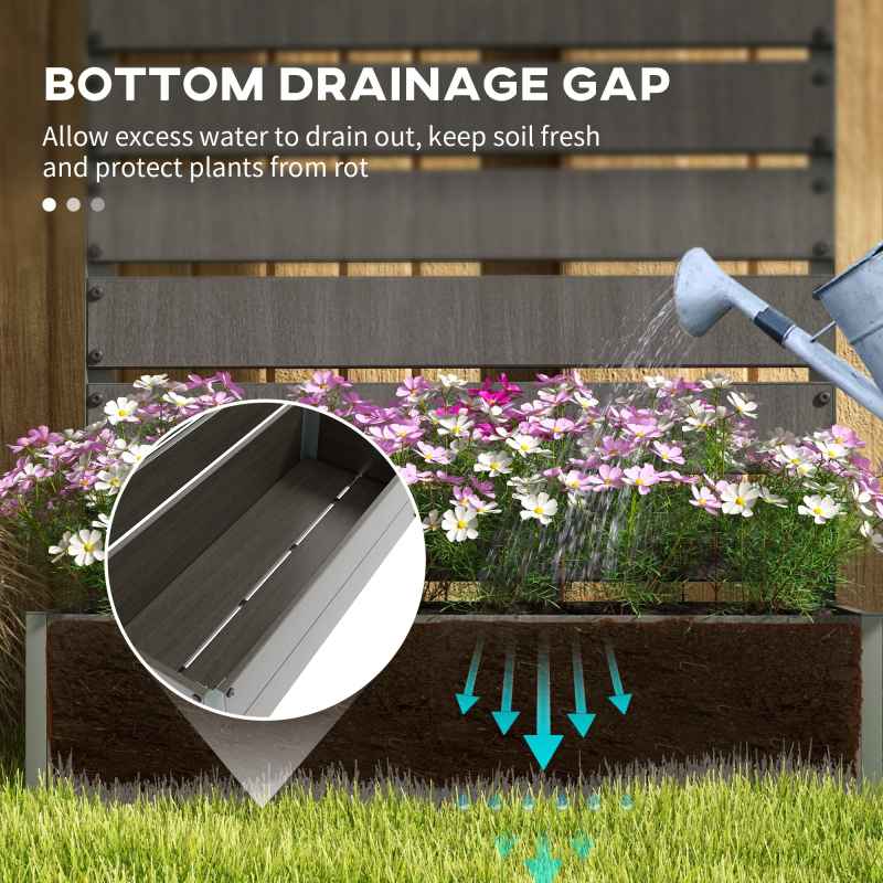 Outsunny Garden Planter with Trellis for Climbing Plants, Vines, Flowers, Freestanding Raised Bed for Garden, Outdoor, Patio, Planter Box with Drainage Gap, Dark Grey