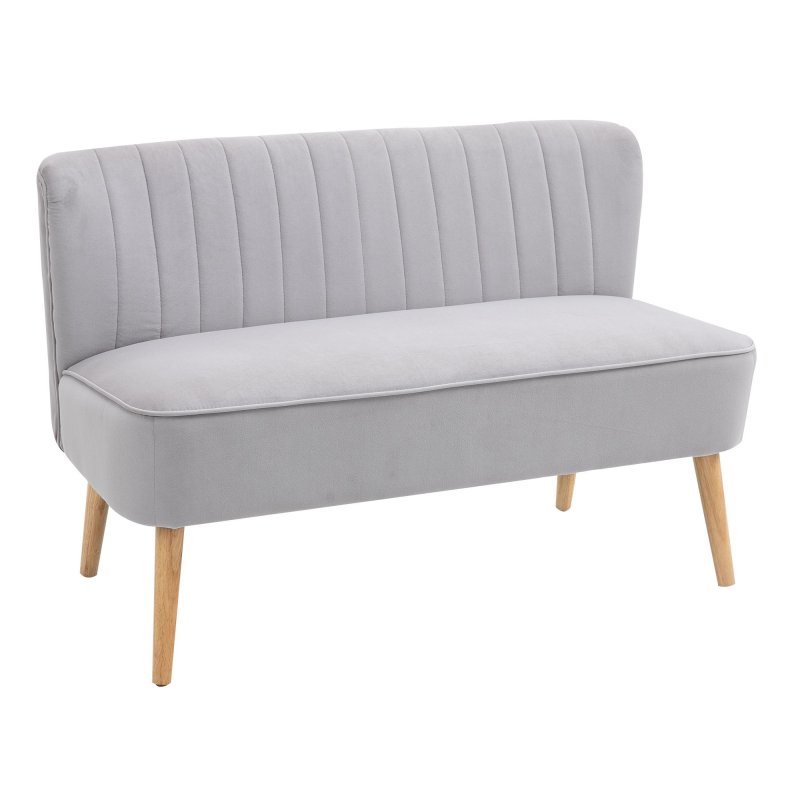 HOMCOM Modern Velvet Double Seat Sofa w/ Wood Frame Foam Padding High Back Soft Comfortable Compact Couch Home Office Stylish Plush Touch Grey