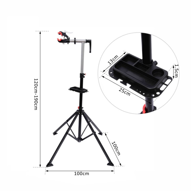 HOMCOM Folding Bike Repair Stand Cycle Bicycle Bike Stand For Maintenance Display Rack with Tool Tray, Height Adjustable