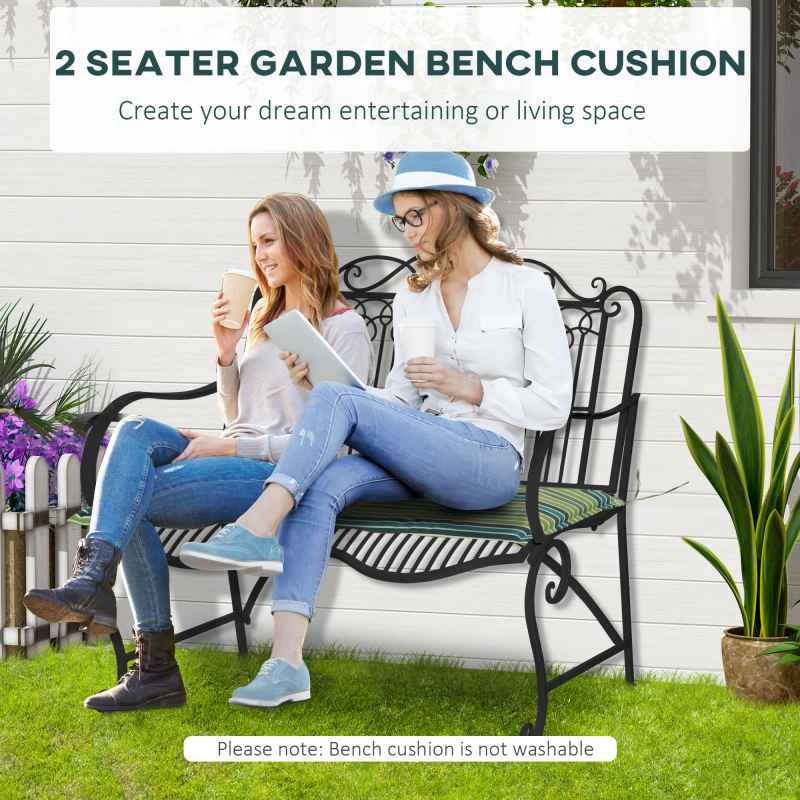 Outsunny Set of 2 Outdoor Garden Patio 2-3 Seater Bench Swing Chair Cushion Seat Pad Mat Replacement 120L x 50W x 5T cm - Green Stripes