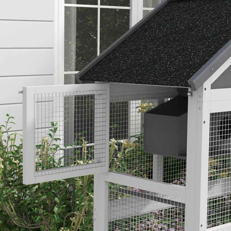 PawHut Wooden Bird Cage Budgie cage, Bird Aviary Outdoor Birdhouse for Finches, Parakeets - Grey