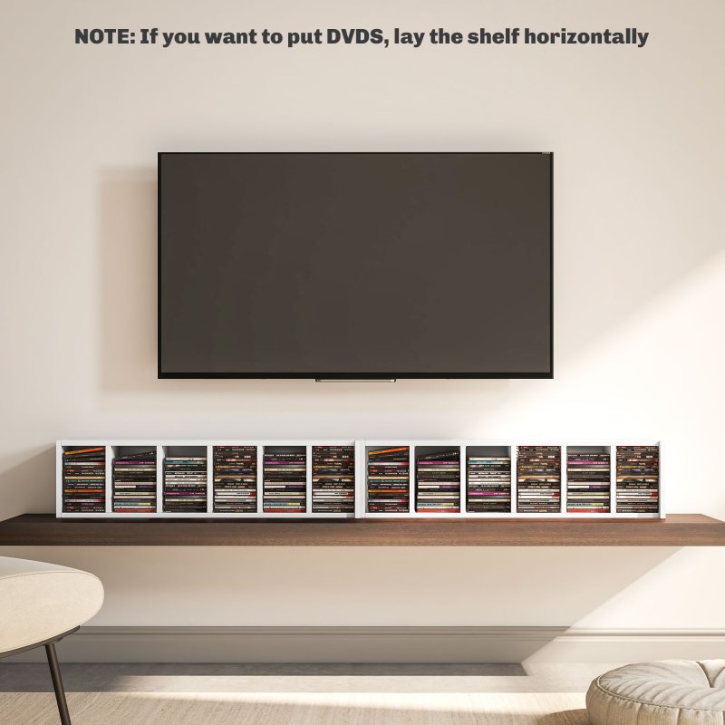 HOMCOM 204 CD Media Display Shelf Unit Set of 2 Blu-Ray Tower Rack w/ Adjustable Shelves Bookcase Storage Organiser, High Gloss White