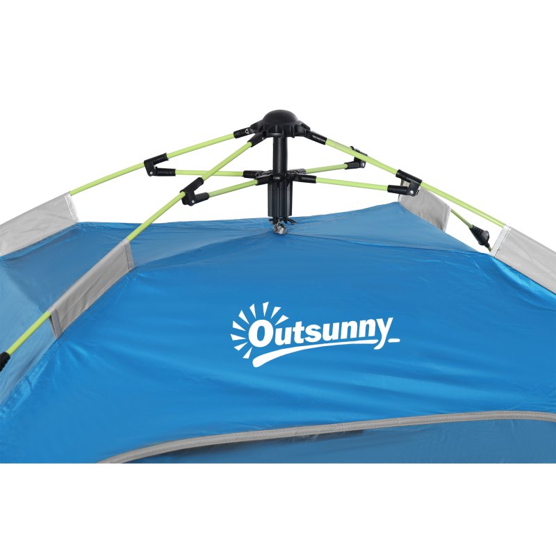 Outsunny 2 Man Pop-up Tent Beach Tent Sun Shelter w/ Windows Doors Hook Sandbags UV Protection Waterproof Outdoor Adventure Garden, Sky Blue