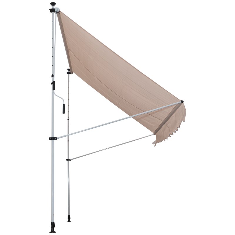 Outsunny Balcony 2 x 1.5m Manual Adjustable Awning DIY Patio Clamp Awning Canopy  Retractable Shade Shelter - Beige