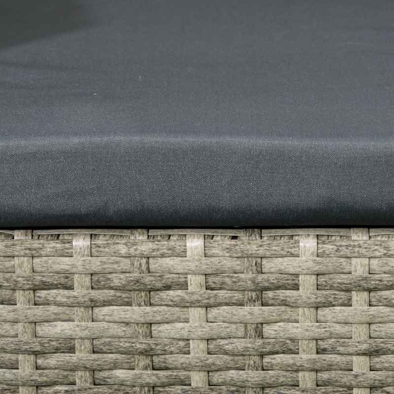 Outsunny 2 Seat Rattan Garden Bench, Patio Wicker Chair with Glass Tea Table, Outdoor Love Seat with Padded Cushions, for Garden, Porch, Mixed Grey/Grey