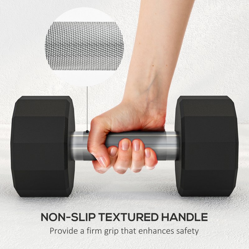 SPORTNOW Dumbbells Set, Hand Weights Pair with 12-Sided Shape and Non-Slip Grip for Men Women Home Gym Workout, 2 x 12kg