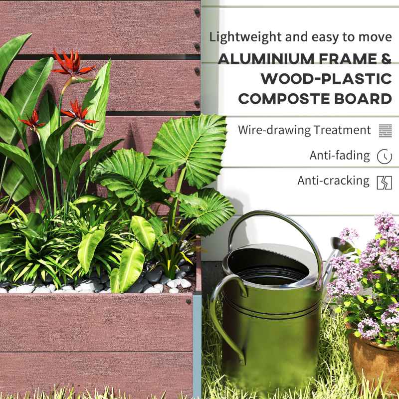 Outsunny Garden Planter with Trellis for Climbing Plants, Vines, Flowers, Freestanding Raised Bed for Garden, Outdoor, Patio, Planter Box with Drainage Gap, 72x38x150cm, Light Brown