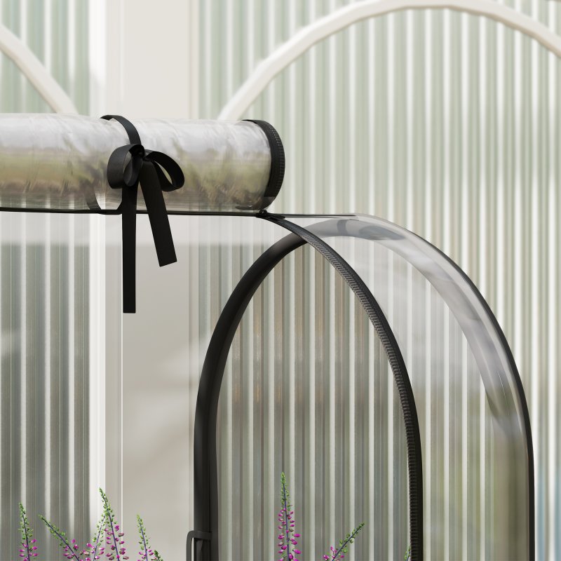 Outsunny Raised Garden Bed with Greenhouse Cover, Mobile Elevated Planter Box with Wheels and Bottom Shelf for Vegetables, Flowers, Herbs, 80 x 40 x 120cm, Green