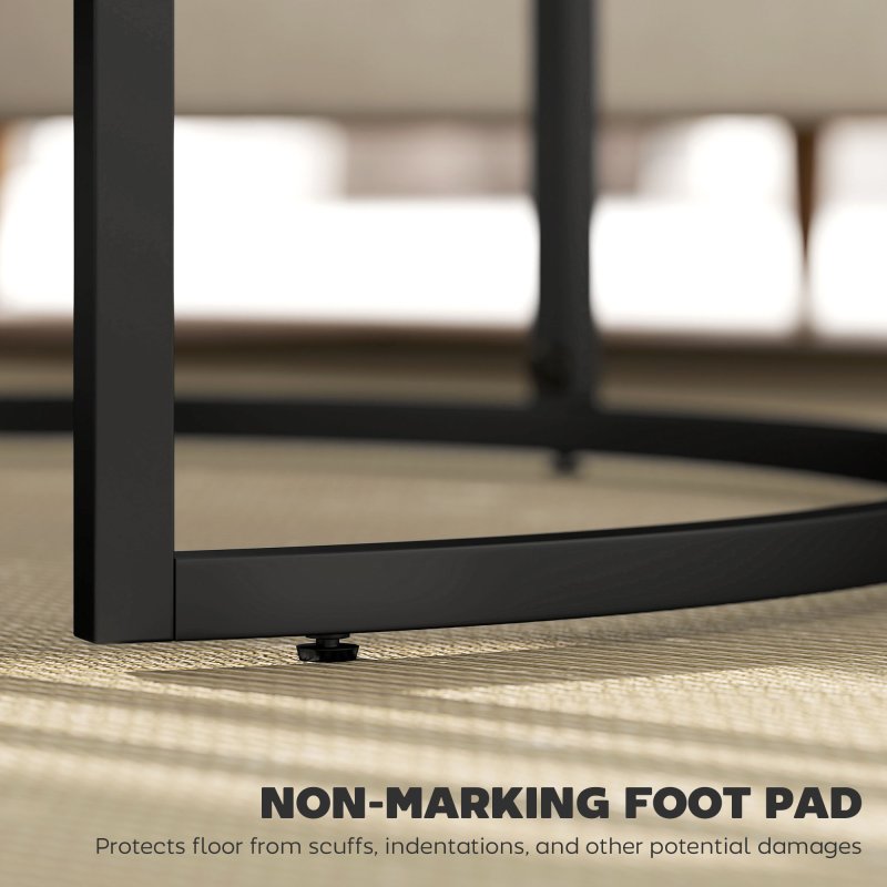 HOMCOM Round Nesting Coffee Table Set of 2, Large Stacking End Side Table with Steel Frame for Living Room, Bedroom, Home Office, 78.5 x 78.5 x 46.5 cm, Black