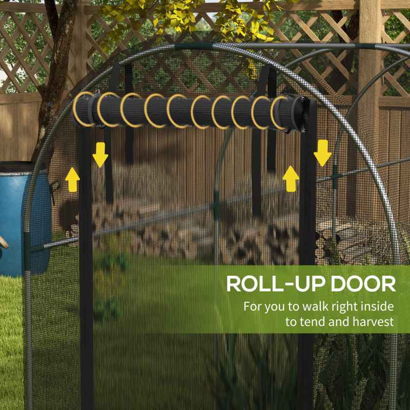 Outsunny Fruit Cage Bird Netting, Heavy Duty Fruit and Vegetable Protection Tent with Zipped Door, Anti Bird, Insects, Small Animals, 1.2 x 3.6 x 1.9m, Black