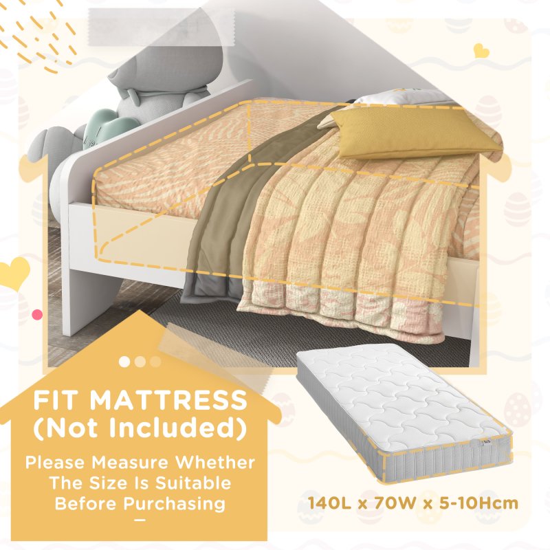 ZONEKIZ Toddler Bed Frame, Kids Bedroom Furniture, for Ages 3-6 Years, 143 x 74 x 75cm - White