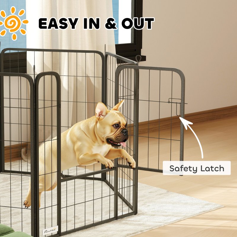 PawHut Dog Pen, 6 Panel Puppy Pen, Steel Dog Playpen, for Medium Breeds, 80cm Tall, Black