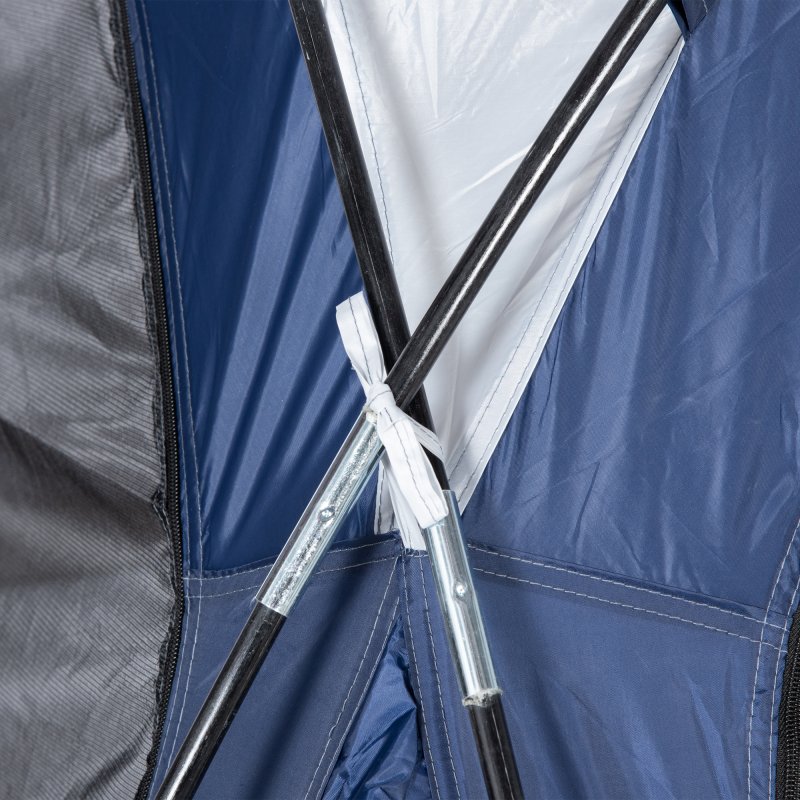 Outsunny Dome Tent for 6-8 Person, Camping Tent with 4 Zipped Mesh Doors, Removable Polyester Cloth, Lamp Hook, Portable Carry Bag, Screen House, White and Blue