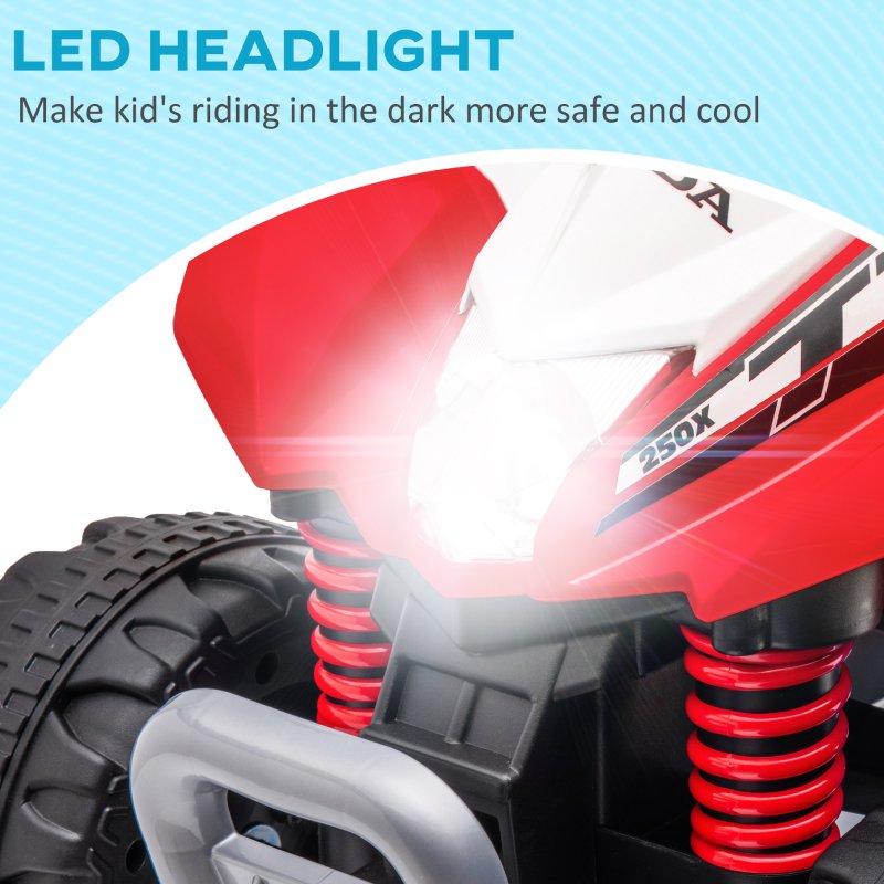 AIYAPLAY Honda Licensed Kids Electric Quad Bike, 6V Ride On Car ATV Toy, with LED Light, Horn, for 1.5-3 Years, Red