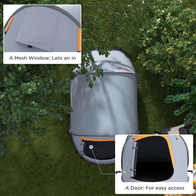 Outsunny 2 Man Pop up Tent, Camping Tent, 2000mm Waterproof with Portable Carry Bag for Fishing Hiking Backpacking, Grey
