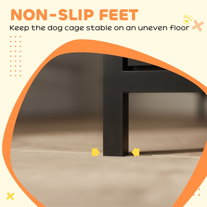 PawHut Dog Crate Furniture, Dog Cage Side End Table Indoor with Anti-Chew Resistant Mesh, Anti-Escape Door, for Medium Dogs, 80 x 55 x 72 cm, Walnut Brown